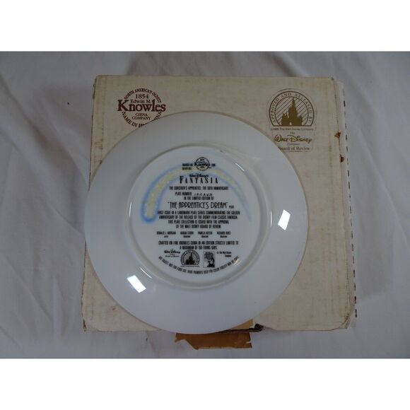 1990 Knowles Walt Disney Fantasia Limited Edition "The Apprentices Dream" Plate - Picture 3 of 7